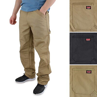 #ad Wrangler Workwear Men#x27;s Work Pants 5 Pocket Rip Stop Reinforced Knee amp; Pockets $24.99
