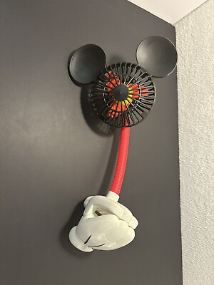 #ad Disney Parks Mickey Mouse Ears Flexible Clip on Stroller Fan Battery Disneyland $16.95
