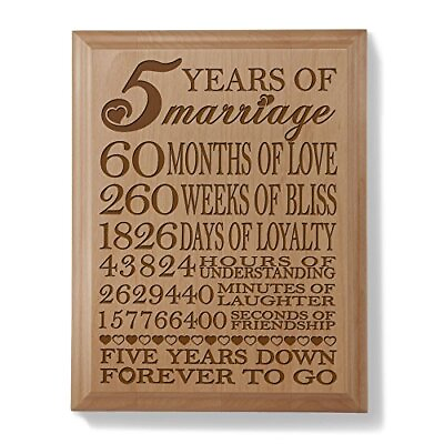 #ad 5th Anniversary Engraved Natural Wood Plaque 5th Wedding For Her For Him For Cou $40.13