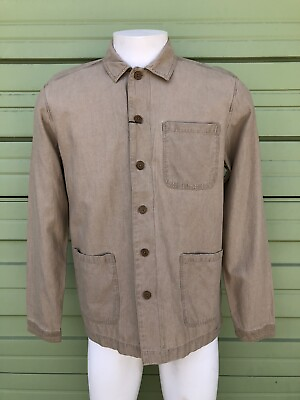 #ad ZARA MAN SHIRT BEIGE WASHED TEXTURED OVERSHIRT RELAXED FIT BUTTONED SIZE S 1989 $21.99