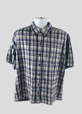#ad Hunt Club Men’s XXL Brushed Plaid Casual Shirt Short Sleeve Button Down Pocket $12.49