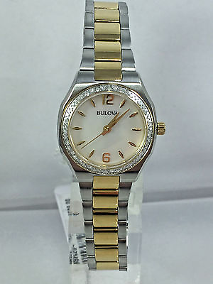 #ad Women#x27;s Bulova 98R204 Two Tone Stainless Diamond Accent Case MOP Dial Watch $143.20