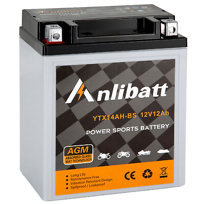 #ad YTX14AH BS Battery 12V 12Ah Rechargeable AGM Battery for ATV Scooter $47.99