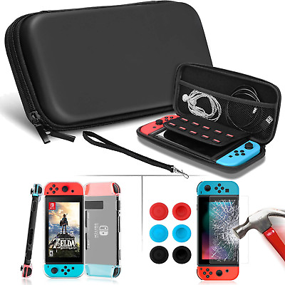 #ad Black Shockproof Ultra Slim Bag Clear Case Tempered Glass For Nintendo Switch US $7.59