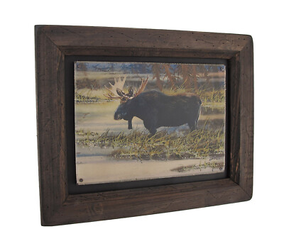#ad Zeckos Big Sky Carvers North American Moose Wood Frame Wall Art $18.43