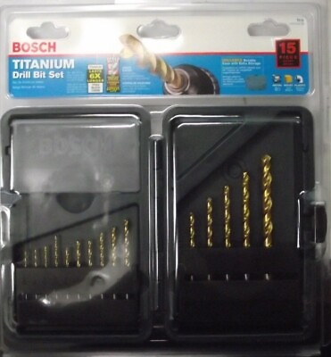 #ad Bosch TI15 15 Piece Titanium Twist Drill Bit Assortment Plastic Case 1 16 to 3 8 $11.00