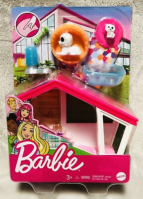 #ad NEW Barbie Doghouse Pet Dogs and Accessories Toy Playset $13.99