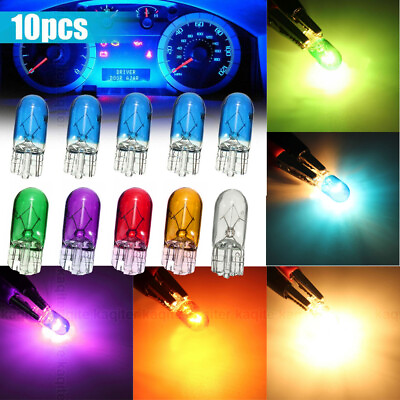 #ad 10pcs Car W5W T10 194 158 halogen Lights 12V 5W Wedge Lamp Instrument Light Bulb $8.99