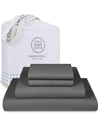 #ad ThreadMill Home Linen Full Size 800 Thread Count Sheet Set Moonrock Grey Sateen $79.95