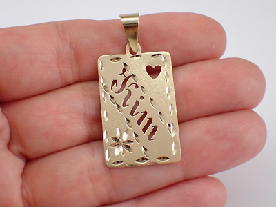 #ad Vintage Dog Tag Heart Attractive Charm Pendant 14K Yellow Gold Plated 18 Chain $135.99
