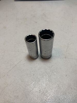 #ad SNAP ON Vintage 1950 Lot of 2 Shallow Sockets3 8” Drive12pt 5 8” amp; 13 16” USA $18.99