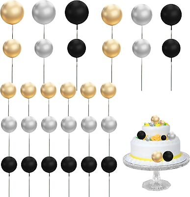#ad 30Pcs Ball Cake Topper: Colorful Shaped Cupcake Insert for Birthday Party Favors $28.74