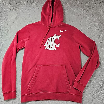 #ad Washington State Cougars Nike Hoodie Womens Medium Red Knit Sweatshirt WSU Cougs $24.89