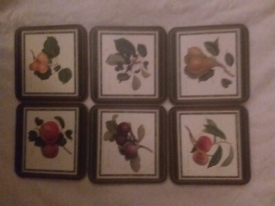 #ad Set of 6 beverage coasters with fruit design $12.95