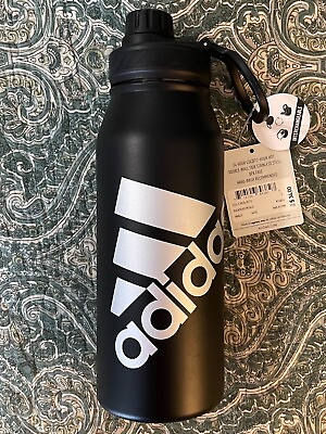 #ad Adidas 1L Steel Metal Insulated Water Bottle NWT Black amp; Grey $24.99