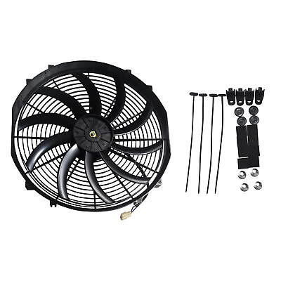 #ad 16quot; Universal Slim Fan Push Pull Electric Radiator Cooling 12V 120W w Mount Kit $29.56