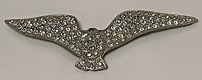 #ad Vintage 4” W Clear rhinestone pot metal bird pin Brooch $44.95
