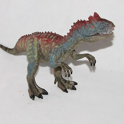 #ad Allosaurus Dinosaur Figure Collectible Heavy Blue Red Painted Desk Deco Art Toy $8.99