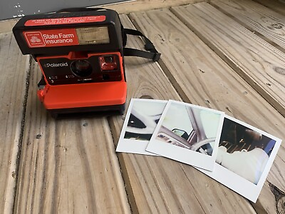 #ad POLAROID 600 Business Black amp; Red Vintage Instant Camera State Farm TESTED $55.00