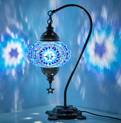 #ad Turkish Moroccan Mosaic Colorful Table Bedside Desk Lamp Light Lampshade Blue $59.80