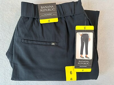 #ad Banana Republic Pull on Pants Women#x27;s 6 Black Tapered Leg NEW $19.99