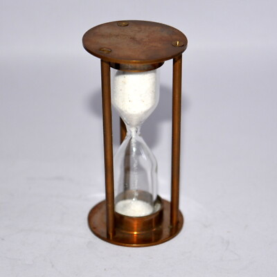 #ad Antique Vintage Brass 2quot; Sand Time 1 Minute Nautical Hourglass Desk Shelf Deco $17.76