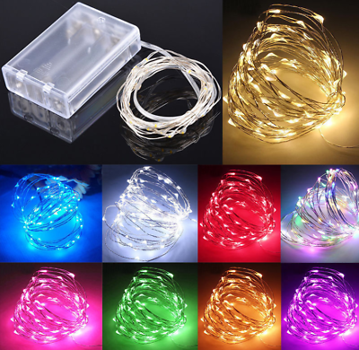 #ad LEDs Christmas AA Battery Copper Wire String Lights Party Xmas Tree Decor 1 10M $4.79