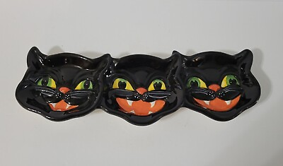 #ad Department 56 Black Cat Tray Holloween Ceramic New $31.99