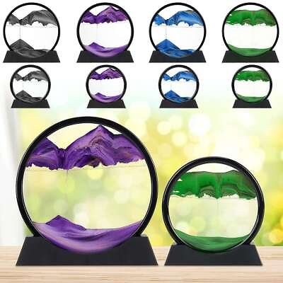 #ad Moving 3D Sand Art Picture Round Glass Hourglass Deep Sea Sandscape Home Decor $11.49