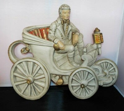 #ad ORIGINAL UNIVERSAL STATUARY CORP. VINTAGE WALL HANGING MAN IN CARRIAGE PLASTER? $49.95