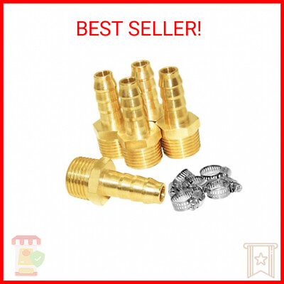 #ad JoyTube 5 Pcs Hose Barb Fittings 1 2quot; Barb to 1 2quot; NPT Male Thread Brass Metals $24.34