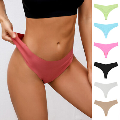 #ad Womens Sexy Seamless G string Panties Lingerie Ice Silk Feeling Thongs Underwear C $3.99