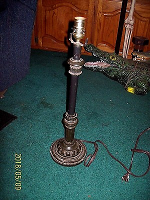 #ad ANTIQUE 22quot; METAL PORTABLE LAMP with DETAILED ACCENTS SHADE NOT INCLUDED $7.50