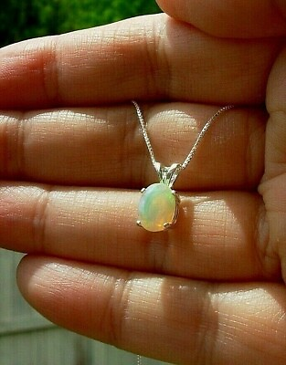 #ad WELO ETHIOPIAN OPAL NECKLACE ALL NATURAL EARTH MINED 9X7MM GEM US MADE PENDANT $67.49