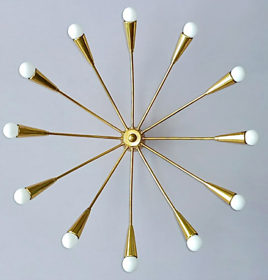 #ad Large Midcentury Sputnik Flush Mount 12 Ceiling Light Brass Modern Fixture Lamp $465.40