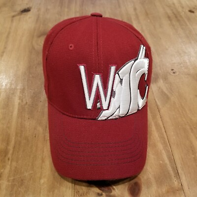 #ad Washington State Cougars Hat Cap Strap Back Adjustable Red Big Logo Captivating $3.55