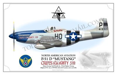 #ad P 51 D MUSTANG CRIPES A#x27;MIGHTY 3RD Poster Profile $18.00