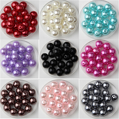 #ad New DIY 100PCS Lot 6mm 14mm Round Pearl Loose ABS Beads Jewelry Making U Pick $1.89