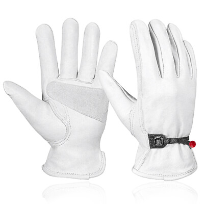 #ad 12 Pair Pack Cow Skin Grain Leather Work Drivers safety gloves PPE Adjustable $69.99