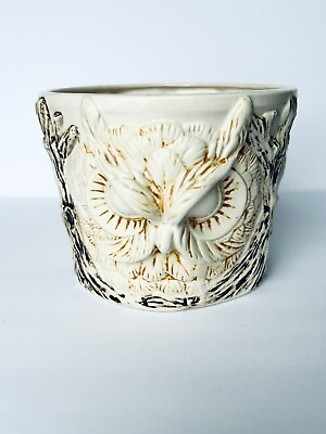 #ad Vintage Medium Sized 6”x”6 3D Owl Matte Design Planter canister $31.99