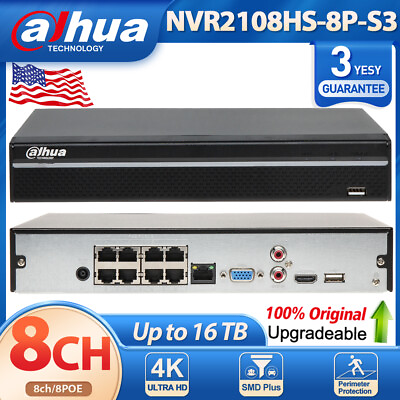 #ad Dahua 12MP 8Ch Compact 1U 8PoE 1HDD WizSense Network Video NVR2108HS 8P S3 IR US $161.50