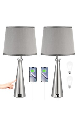 #ad Table Lamps for Living Room Set of 2 Nightstand Bedroom Lamp with USB C USB A $79.99