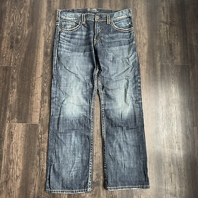 #ad Silver Jean Co Gordie Size 34x32 Denim Mens Blue Jeans 32quot; Inseam Distressed $39.99