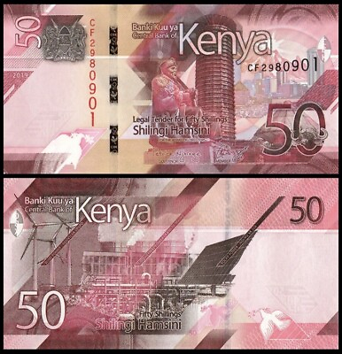 #ad KENYA 50 Shillings 2019 P 52 UNC World Currency $2.95