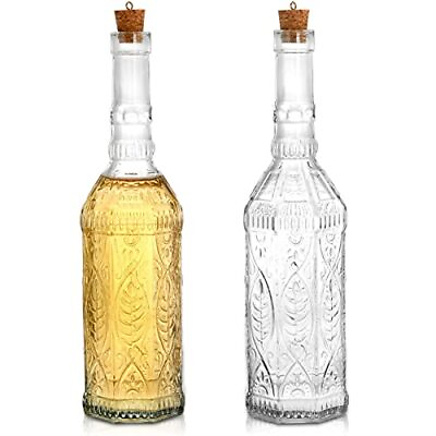 #ad 2 Pack Vintage Glass Bottles with Cork 24 Oz Decorative Glass Bottles Large W... $35.79