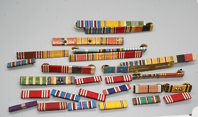 #ad WWII Army Navy USMC Marine Ribbon Bars Large Group Lot Of 42 $34.99