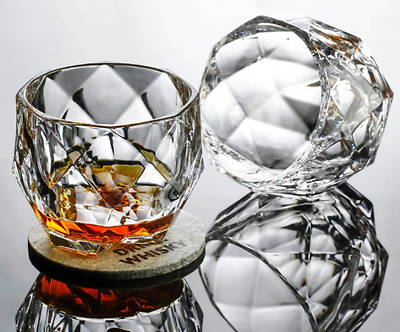 #ad Premium Diamond Cut Whiskey Crystal Glass Highball Bourbon Scotch Wine 350ml $36.79