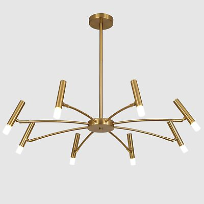 #ad Lighting Contemporary 8 Lights LED Chandeliers Brushed Brass Living Room Ligh... $141.03