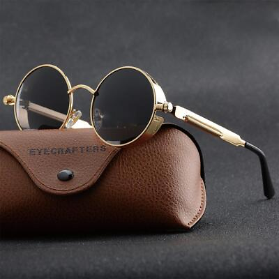 #ad Retro Polarized Steampunk Sunglasses Fashion Round Mirrored Sunglasses NEW US $3.73