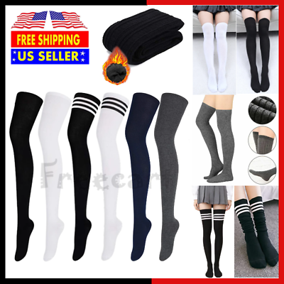 #ad Girls Ladies Women Thigh High Over the Knee Socks Extra Long Cotton Stockings US $6.30